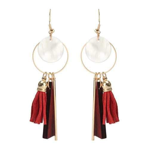 Trendy Tassels Wood Shell Ear Drop Elegant Earrings
