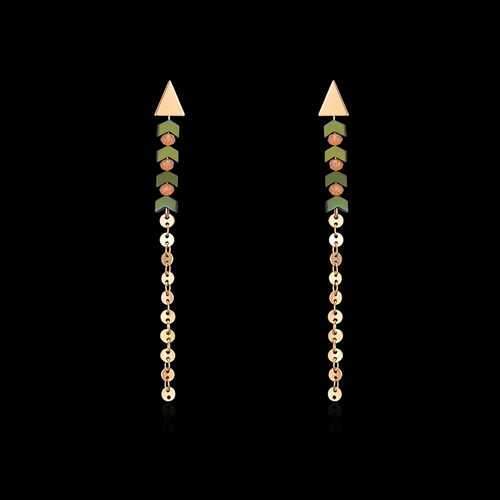 Luxury Women Jewelry 18K Gold Plated Coin Tassel Pendant Elegant Piercing Drop Earrings