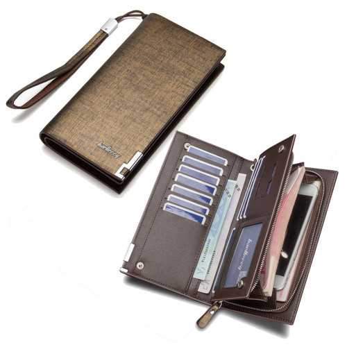 Baellerry Men PU Leather Clutches Bag Handbag Card Holder Wallet Business Long Wallet for iPhone Sa