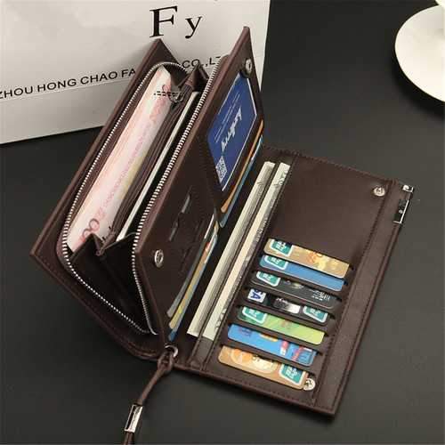 Baellerry Men PU Leather Clutches Bag Handbag Card Holder Wallet Business Long Wallet for iPhone Sa