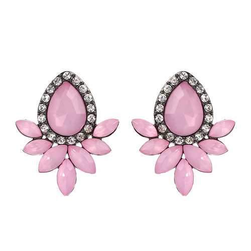 Sweet Drop Rhinestones Women's Crystal Flower Leaf Earrings