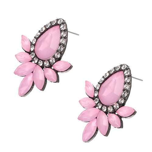 Sweet Drop Rhinestones Women's Crystal Flower Leaf Earrings