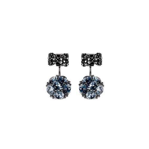 Sweet 925 Sterling Silver Rhinestone Bowknot Ball Earrings