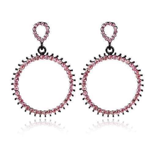 Trendy Colorful Rhinestone Pierced Circle Women Earrings