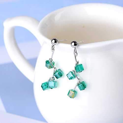 Trendy Sweet Square Tassels Drop Earrings for Girls Women