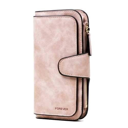 Women Matte PU Leather Large Capacity Long Wallet for iPhone Mobile Phone Under 4.7 Inch