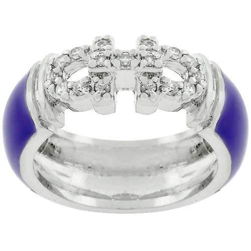 Purple Enamel Cubic Zirconia Ring