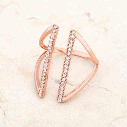 Jena 0.2ct CZ Rose Gold Delicate Parallel Ring
