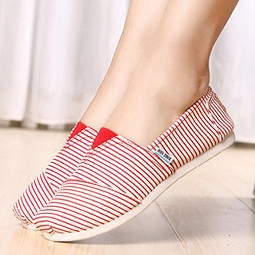 Canvas Pattern Print Star Stripe Flag Color Match Slip On Flat Loafers