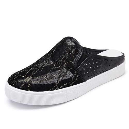 Lace Flat Casual Backless Loafers