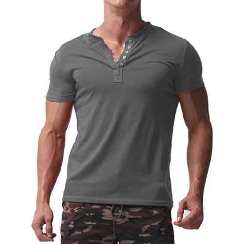Solid Color Casual Buttons T Shirts