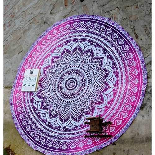 New Arrival Floral Circular Beach Mat Rosy Pink