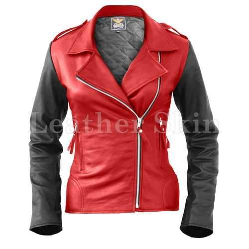 Women Red Leather Jacket