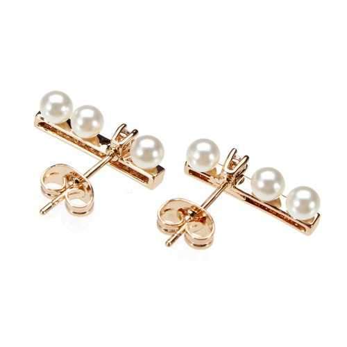 Simple Rhinestone Crystal Pearl Ear Stud Earrings Gold Silver Plated