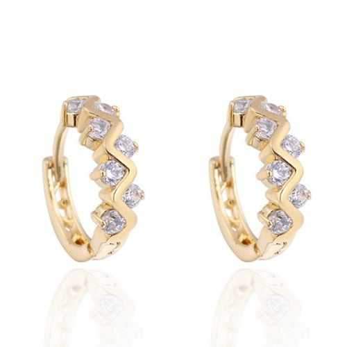 Kuniu Elegant Gold Plated Crystal Rhinestone Hoop Earrings For Women