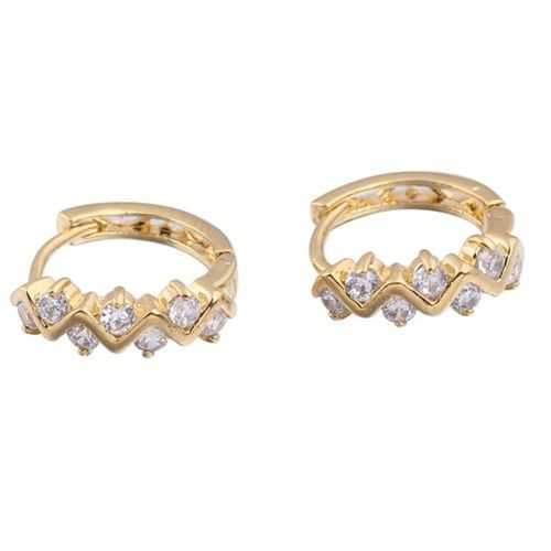 Kuniu Elegant Gold Plated Crystal Rhinestone Hoop Earrings For Women