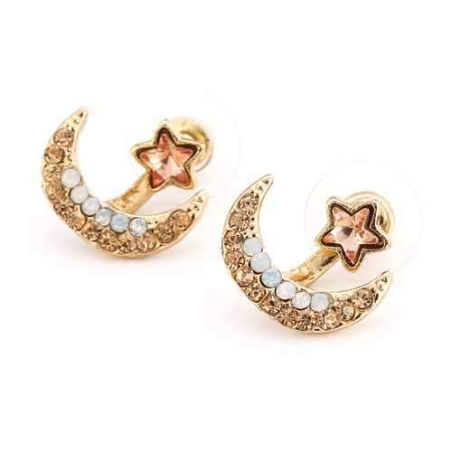 Moon Star Earrings Sweet Rhinestone Women Gift