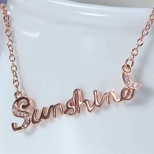 925 Sterling Silver Sunshine Letter Word Women Necklace Chain Jewelry