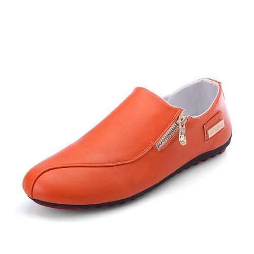 Men Flats Shoes Slip On Casual Comfortable Leather Zipper Loafers Shoes