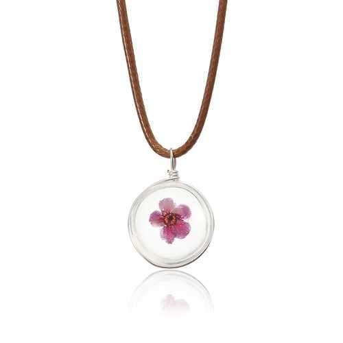 Lovely Dried Flowers Crystal Ball Pendant Wax Rope Clavicle Necklaces