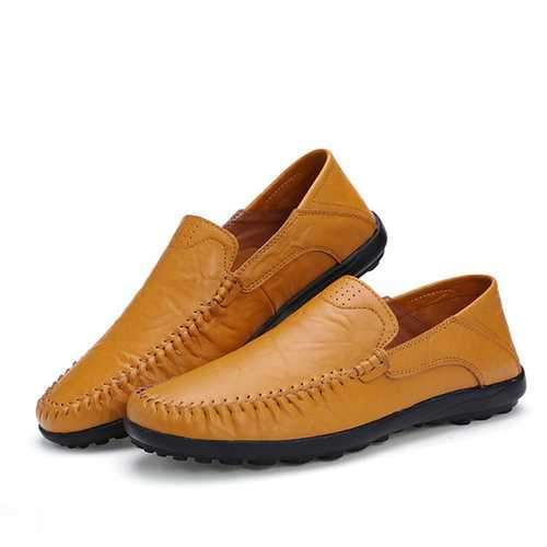 US Size 6.5-11.5 Men Leather Flat Casual Soft Outdoor Breathable Flats Loafers Shoes