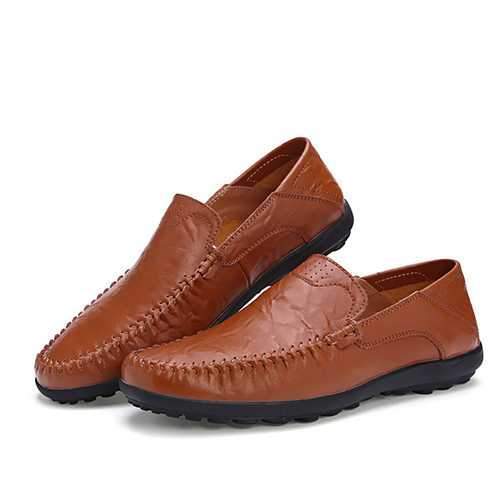 US Size 6.5-11.5 Men Leather Flat Casual Soft Outdoor Breathable Flats Loafers Shoes