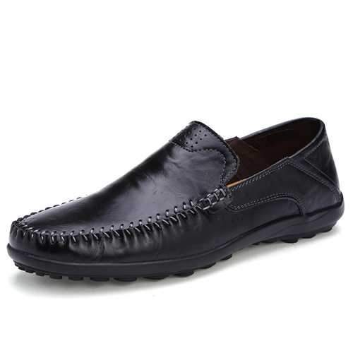 US Size 6.5-11.5 Men Leather Flat Casual Soft Outdoor Breathable Flats Loafers Shoes