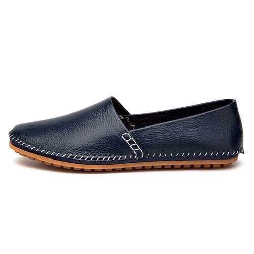 US Size 6.5-11.5 Soft Leather Flat Driving Loafers Breathable Slip On Shoes