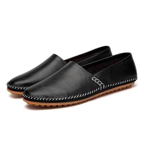 US Size 6.5-11.5 Soft Leather Flat Driving Loafers Breathable Slip On Shoes