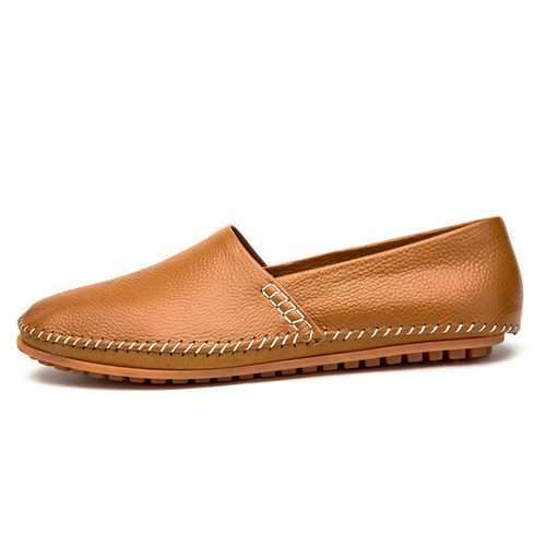 US Size 6.5-11.5 Soft Leather Flat Driving Loafers Breathable Slip On Shoes