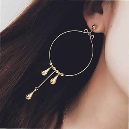 24K Gold Modern Style Water Drops Tassels Exaggerated Earrings For Women