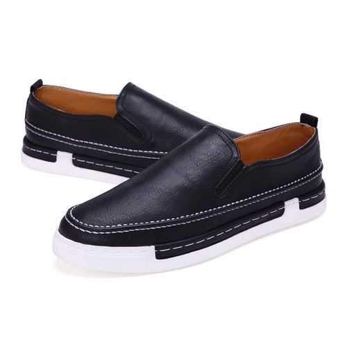 Men Fashion Shoes PU Round Toe Slip On Outdoor Sneakers Vintage Style