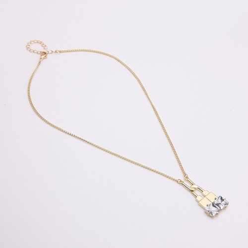 Trendy Balancing Style Pandent Alloy U-shaped Lock Rhinestone Necklace Gift for Women