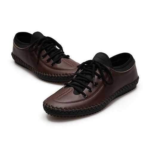 Men Shoes Round Toe Lace Up Casual Outdoor Comfortable Business Flats