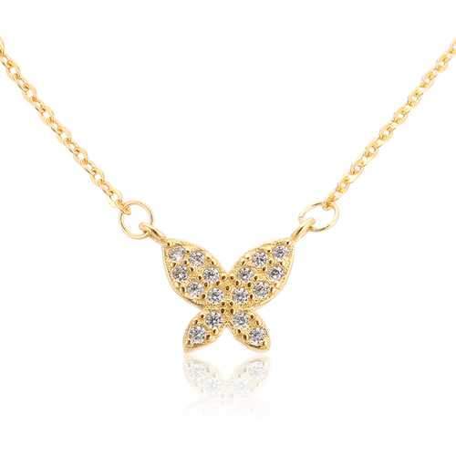 S925 Silver Micro Rhinestone All-match Butterfly Clavicle Necklace