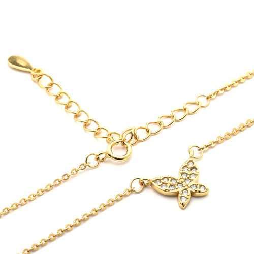 S925 Silver Micro Rhinestone All-match Butterfly Clavicle Necklace