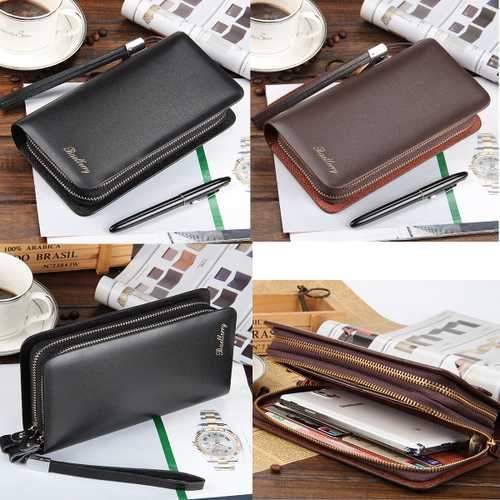 Multifunctional PU Leather Zipper Safety Rope Card Bag Clutch Long Purse Wallet Handbag Phone Bag