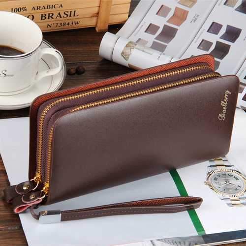 Multifunctional PU Leather Zipper Safety Rope Card Bag Clutch Long Purse Wallet Handbag Phone Bag