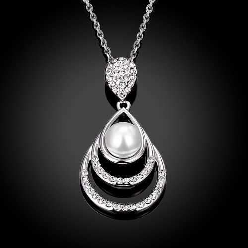 Sweet Pearl Rhinestone Water Drop Necklace Gift For Women