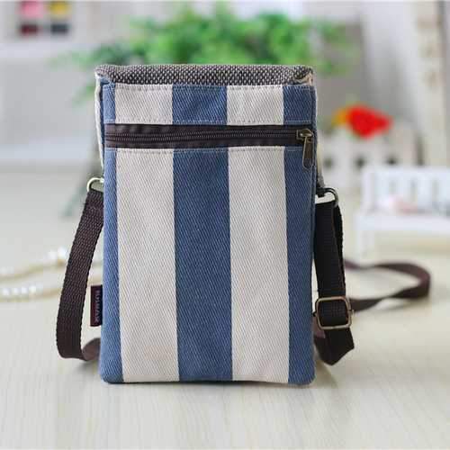 Multi-layer Canvas Adjustable Belt Messenger Bag Phone Wallet Handbag for Phone Under 6-inch