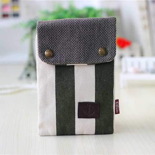 Multi-layer Canvas Adjustable Belt Messenger Bag Phone Wallet Handbag for Phone Under 6-inch