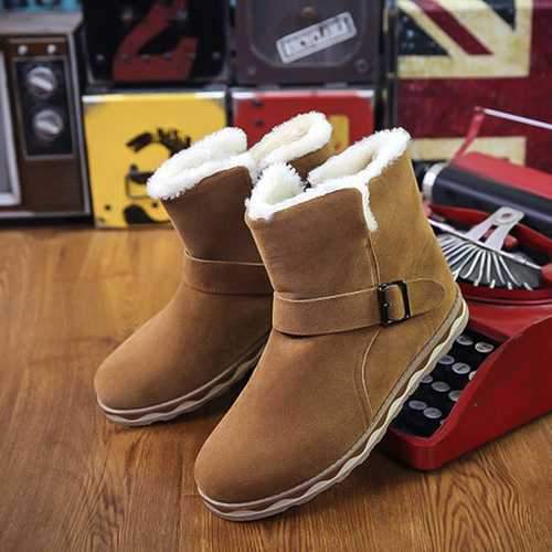 Warm Faux Fur Lining Zipper Round Toe Ankle Boots