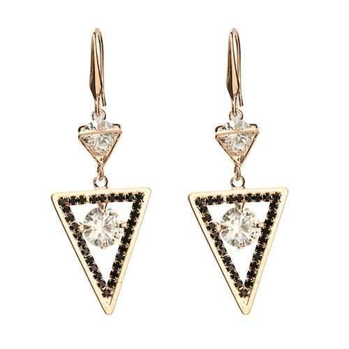 Geometric Shape Zircon Ear Drop Unique Long Earrings