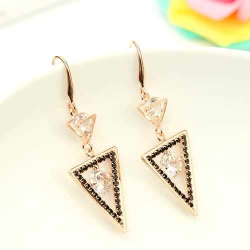 Geometric Shape Zircon Ear Drop Unique Long Earrings