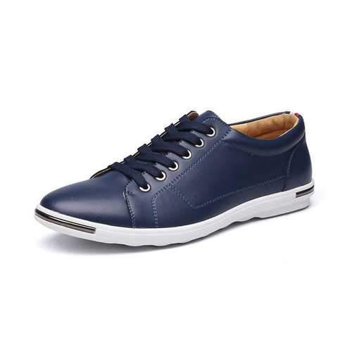 Men Lace Up Pure Color Round Toe Flat Oxfords Shoes