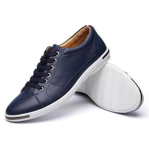 Men Lace Up Pure Color Round Toe Flat Oxfords Shoes