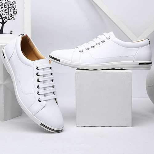 Men Lace Up Pure Color Round Toe Flat Oxfords Shoes