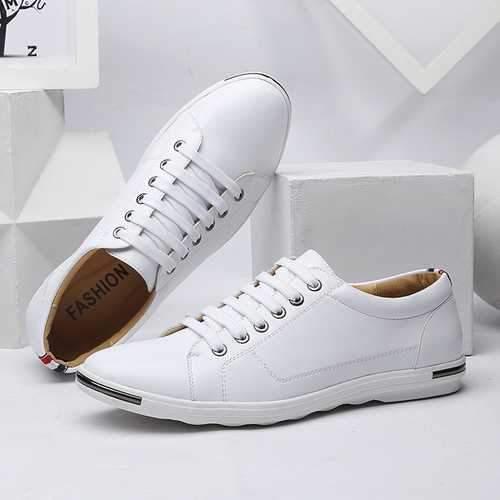 Men Lace Up Pure Color Round Toe Flat Oxfords Shoes