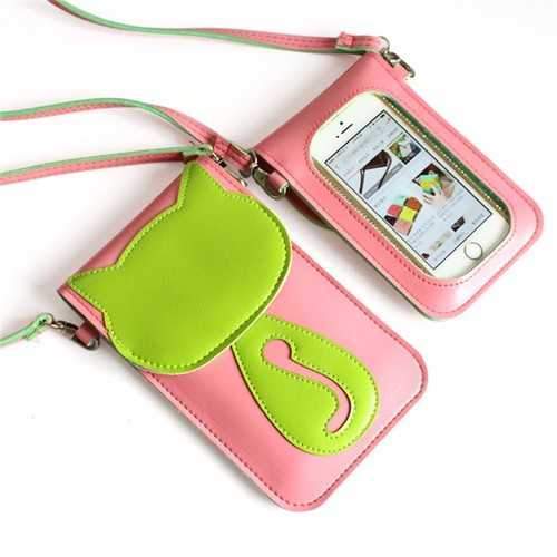 Multifunctional Tough Screenn Case Cat Umbrella Phone Bag Wallet Case for under 6-inch Smartphone