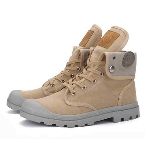 Lace Up Warm Wool Lining Round Toe Soft Sole Short Boots For Men